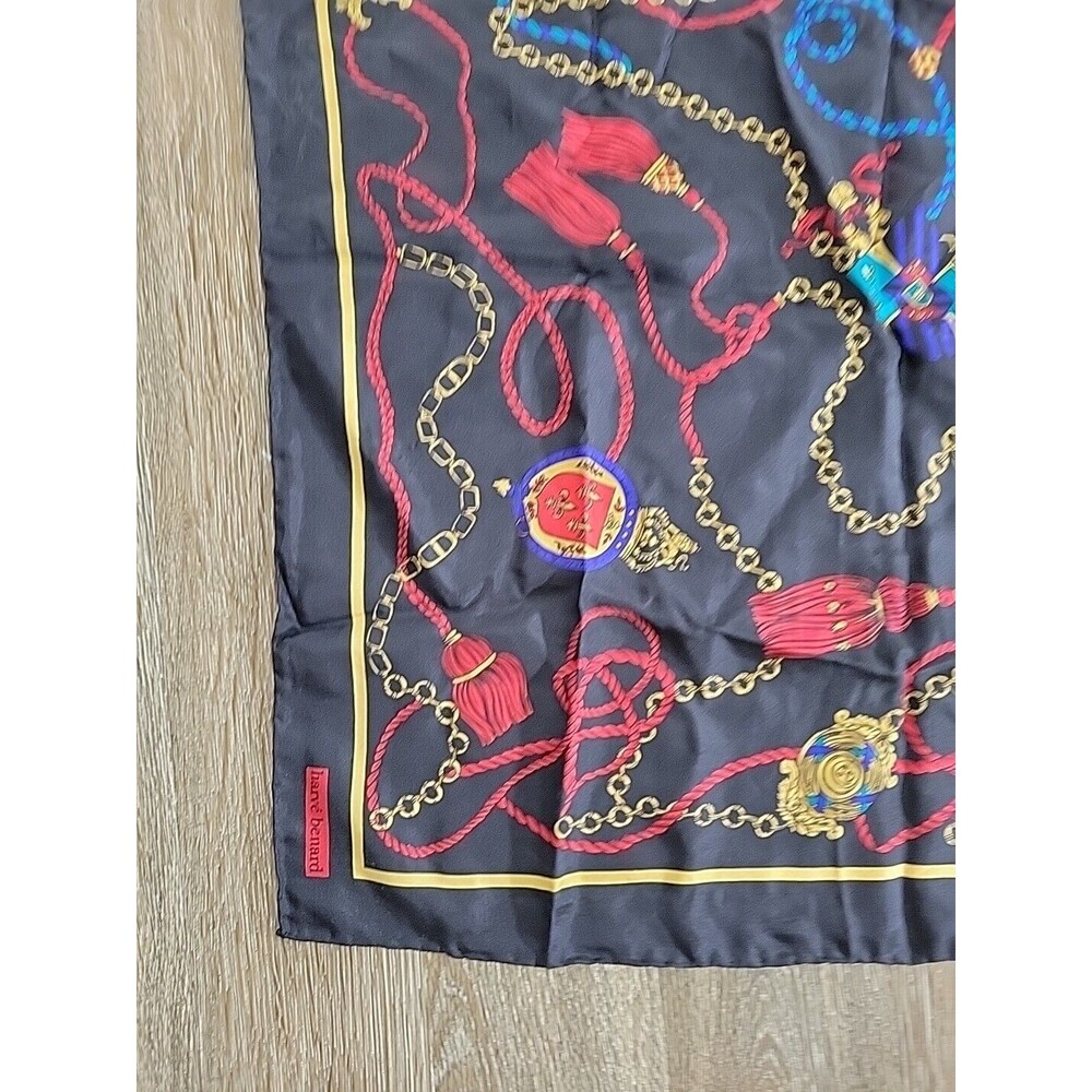 Harve Bernard Women Silk Square Neck Scarf Black Gold Nobility Print Handrolled - Picture 4 of 5